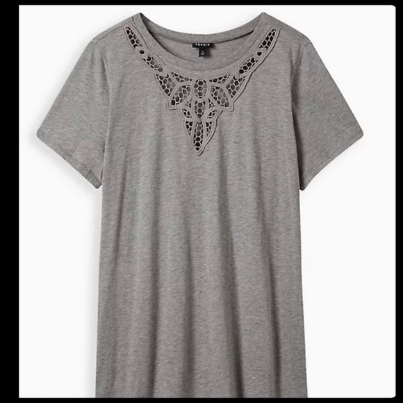 Torrid Crochet Tee-Heather Grey NWT Size 10 - Picture 15 of 16